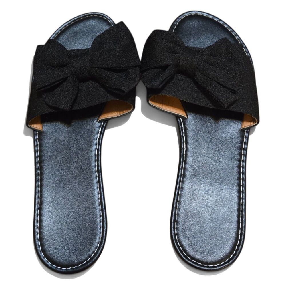 Women's Black Flat Slide Sandals EU 41 / US 9.5-10